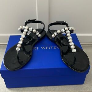 NEW Stuart Weitzman Goldie Crystal Jelly Sandal, sz 6